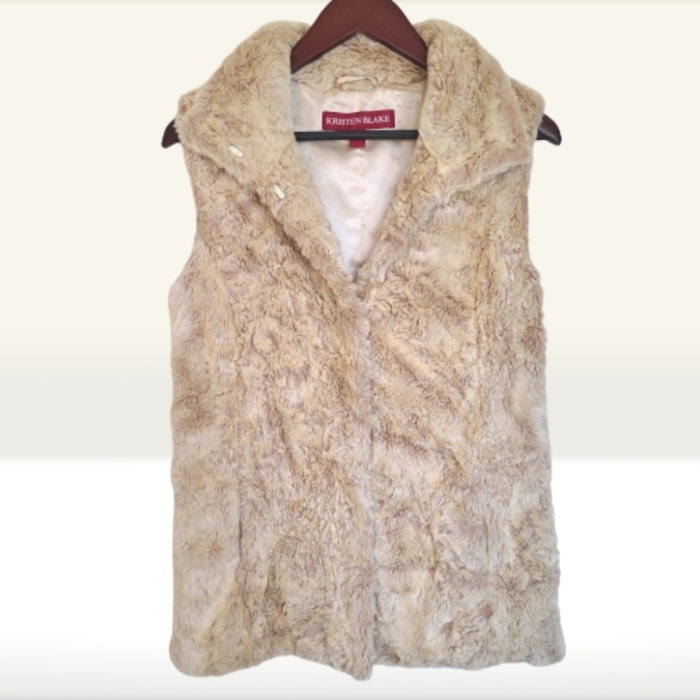 Kristin Blake Size Small Faux Fur Lux Vest Ivory